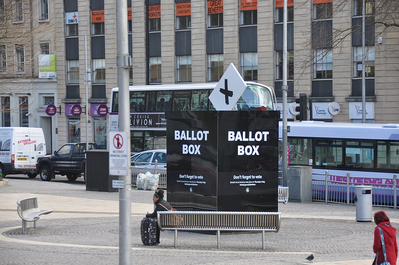 A ballot box at a polling place
